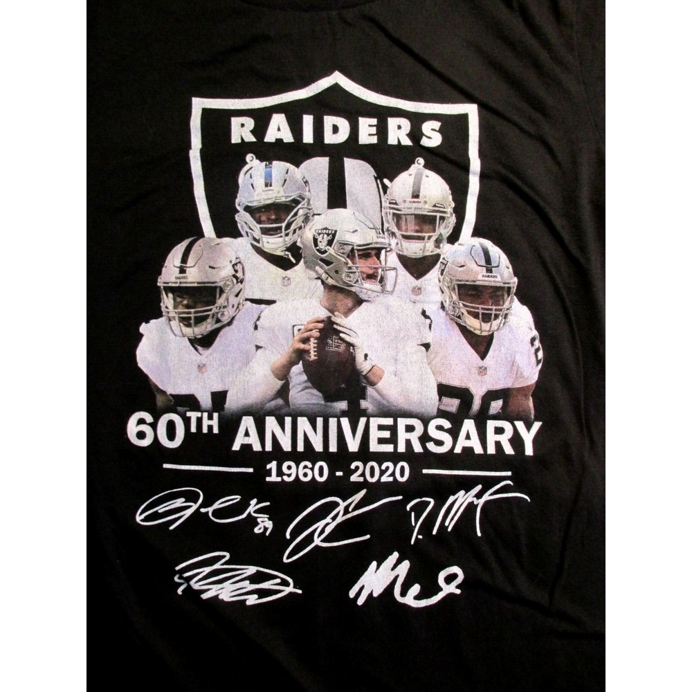 Raiders 60th Anniversary Pullover T-Shirt Black Mens Small 1960-2020 Football